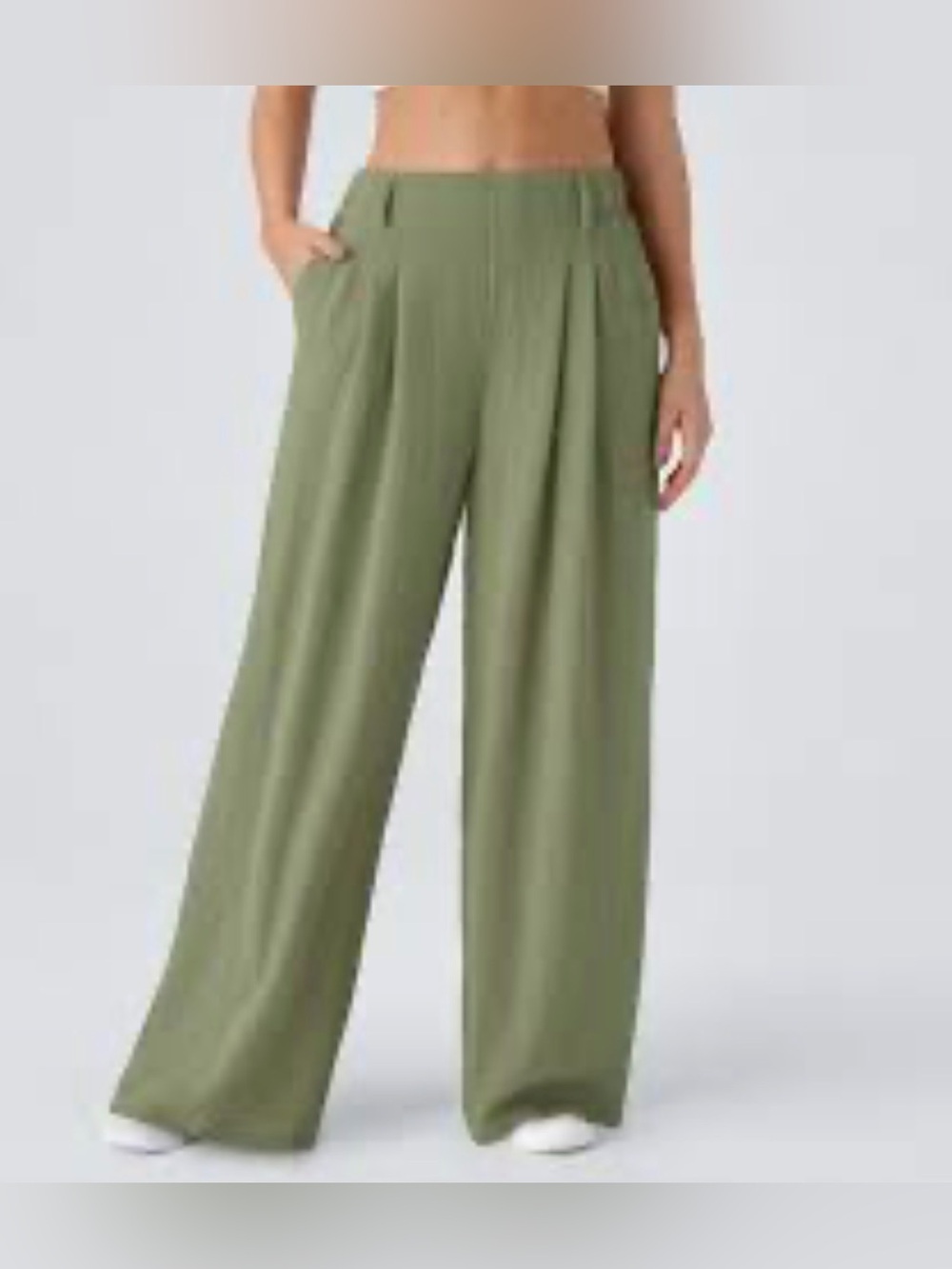 HALARA Olive Wide-Leg High Waist Pants